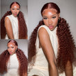 Reddish Brown Jerry Curly 13x4 HD Lace Front Wig Auburn Transparent Lace Human Hair Wigs