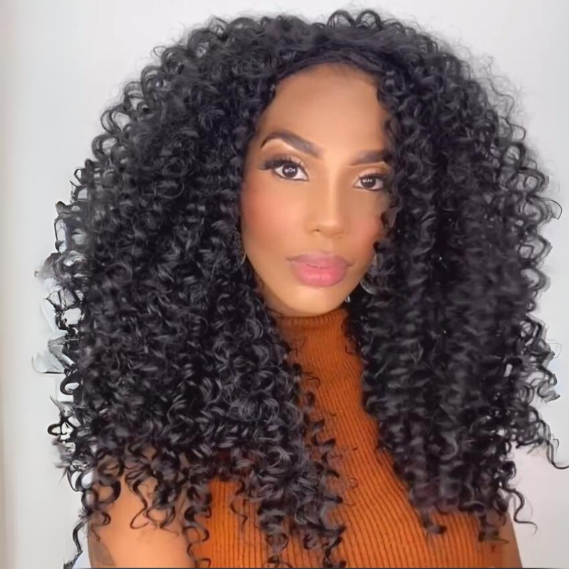 Resilient Kinky Curly Glueless Wig 13X4 Lace Front Wigs Human Hair Pre Plucked 180% Density