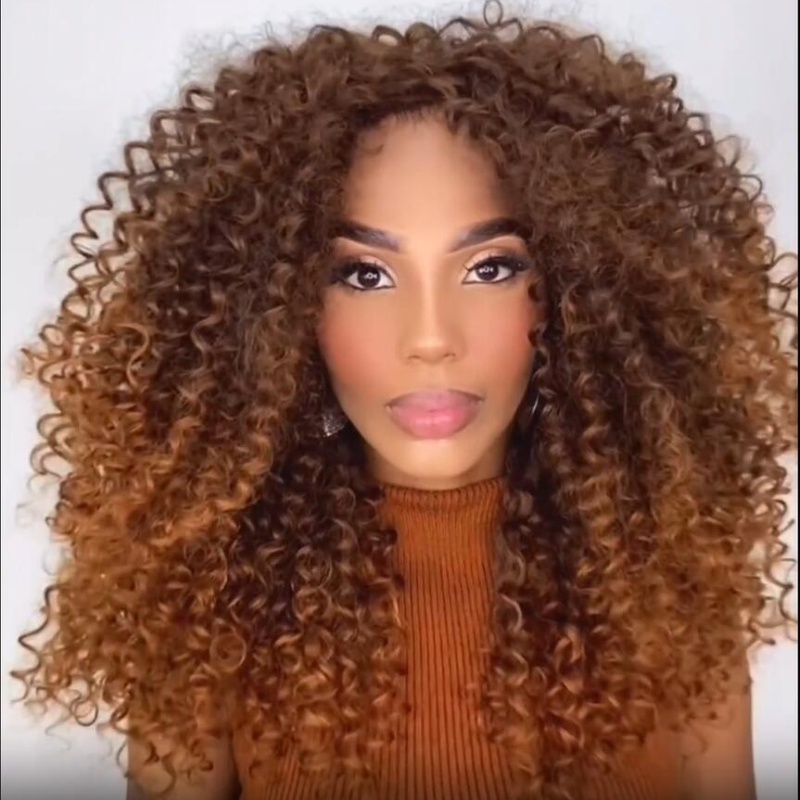 Resilient Kinky Curly Glueless Wig 13X4 Lace Front Wigs Human Hair Pre Plucked 180% Density