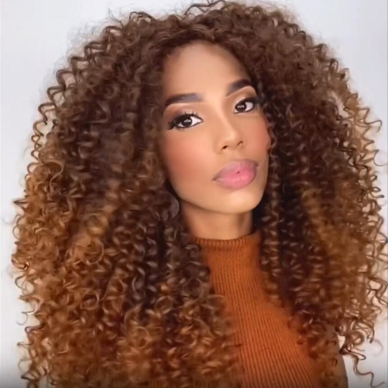 Resilient Kinky Curly Glueless Wig 13X4 Lace Front Wigs Human Hair Pre Plucked 180% Density