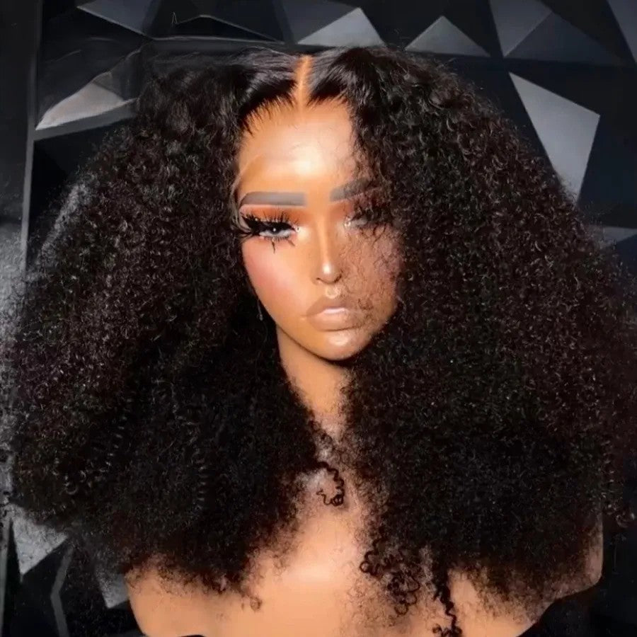 Afro Kinky Curly Type 4C Hairline Kinky Edge 13x4 HD Lace Front Wig 250% Density-Geeta Hair