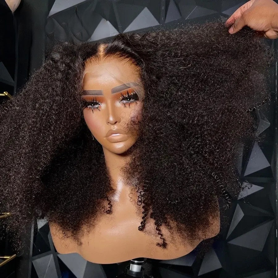 Afro Kinky Curly Type 4C Hairline Kinky Edge 13x4 HD Lace Front Wig 250% Density-Geeta Hair