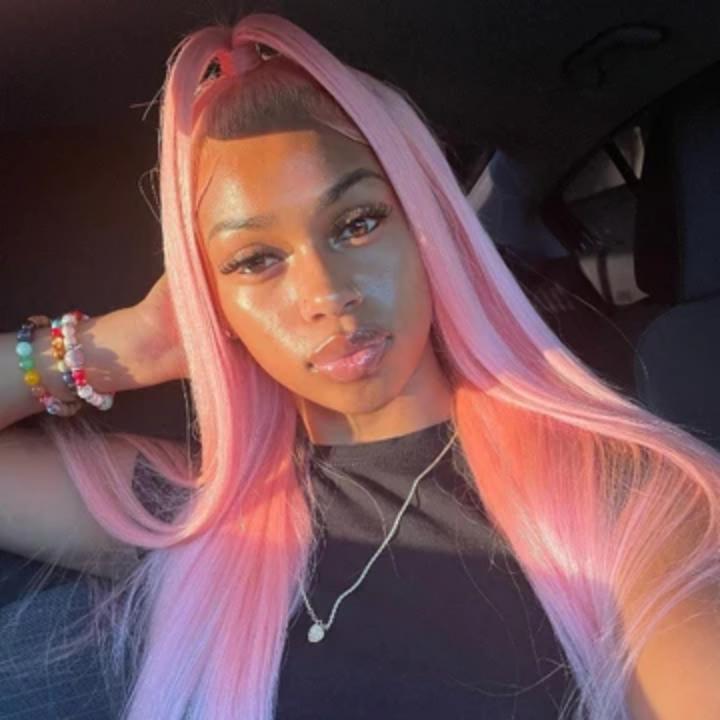 Funky Colored Wigs | Salmon Pink Color Straight/Body Wave Transparent Lace Front Color Wig Human Hair Wigs Stylish Young Cute Hairstyle 180% Density-GeetaHair