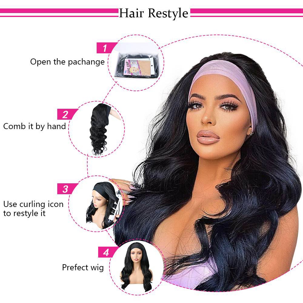 Glueless Body Wave Human Hair Headband Wig Natural Black Easy Wear And Go-Geeta Hair
