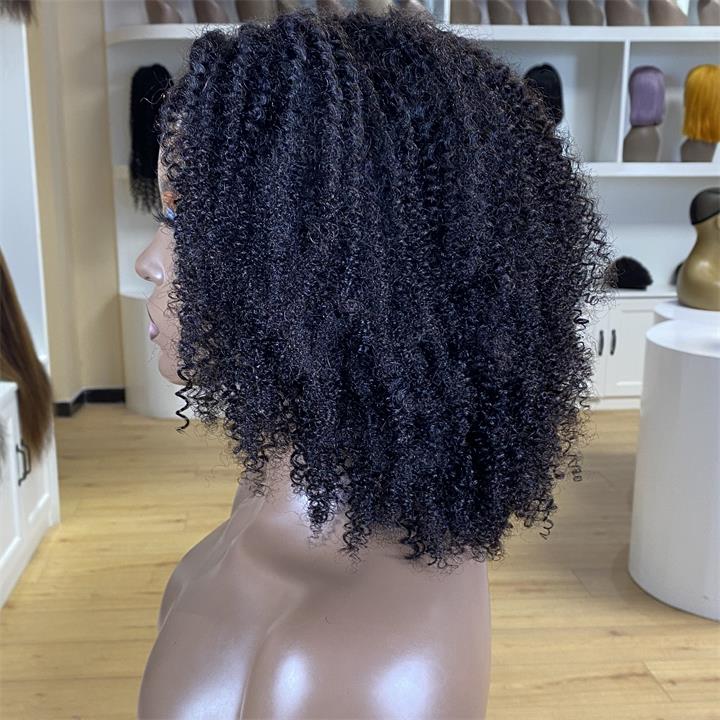 Short Kinky Curly Wigs for Black Women Black Curly Lace Front Wigs Human Hair Pre Plucked 180% Density - Geeta Hair