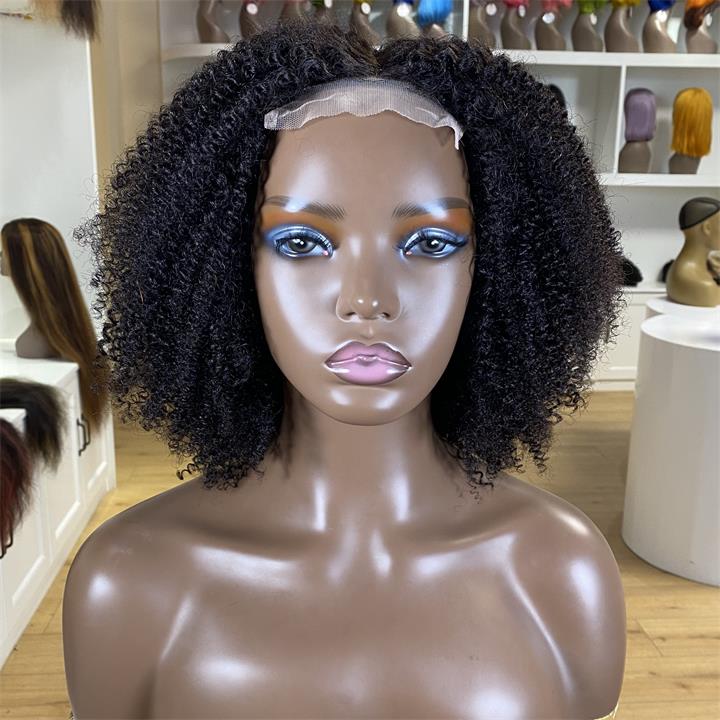 Short Kinky Curly Wigs for Black Women Black Curly Lace Front Wigs Human Hair Pre Plucked 180% Density - Geeta Hair