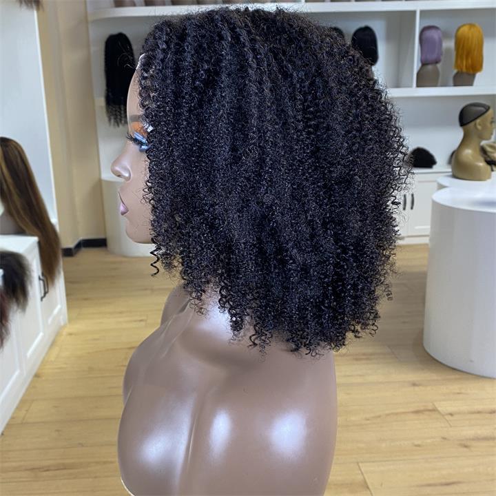 Short Kinky Curly Wigs for Black Women Black Curly Lace Front Wigs Human Hair Pre Plucked 180% Density - Geeta Hair