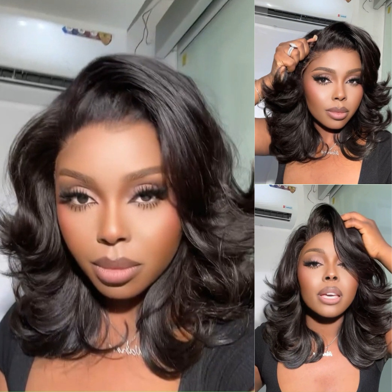 Short Wigs Body Wave Hair Glueless Lace Front Wigs 100% Real Human Hair Bob Wig 180%/250% Density-Geetahair
