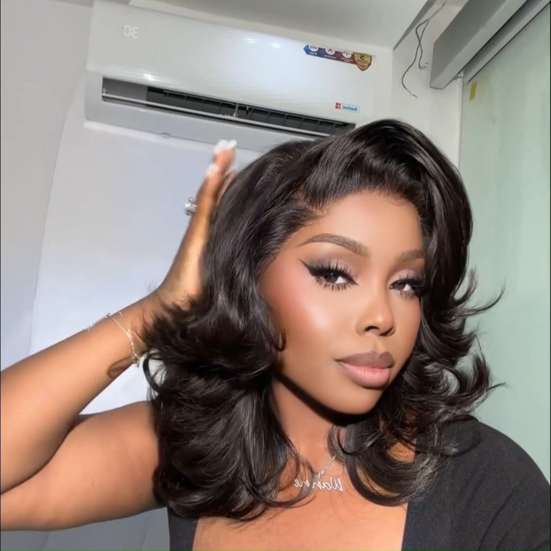 Short Wigs Body Wave Hair Glueless Lace Front Wigs 100% Real Human Hair Bob Wig 180%/250% Density-Geetahair