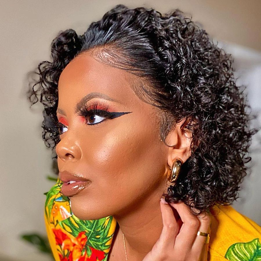 Short Curly Wig Pixie Cut 13x4 HD Lace Front Pre Plucked Natural Hairline Glueless Lace Front Wigs-Geeta Hair