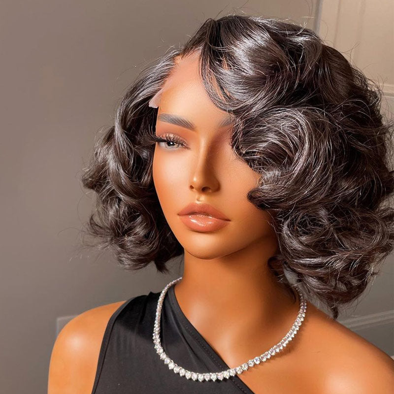 Short Lace Front Wigs Loose Wave Hair Glueless Human Hair Bob Wig-Geetahair
