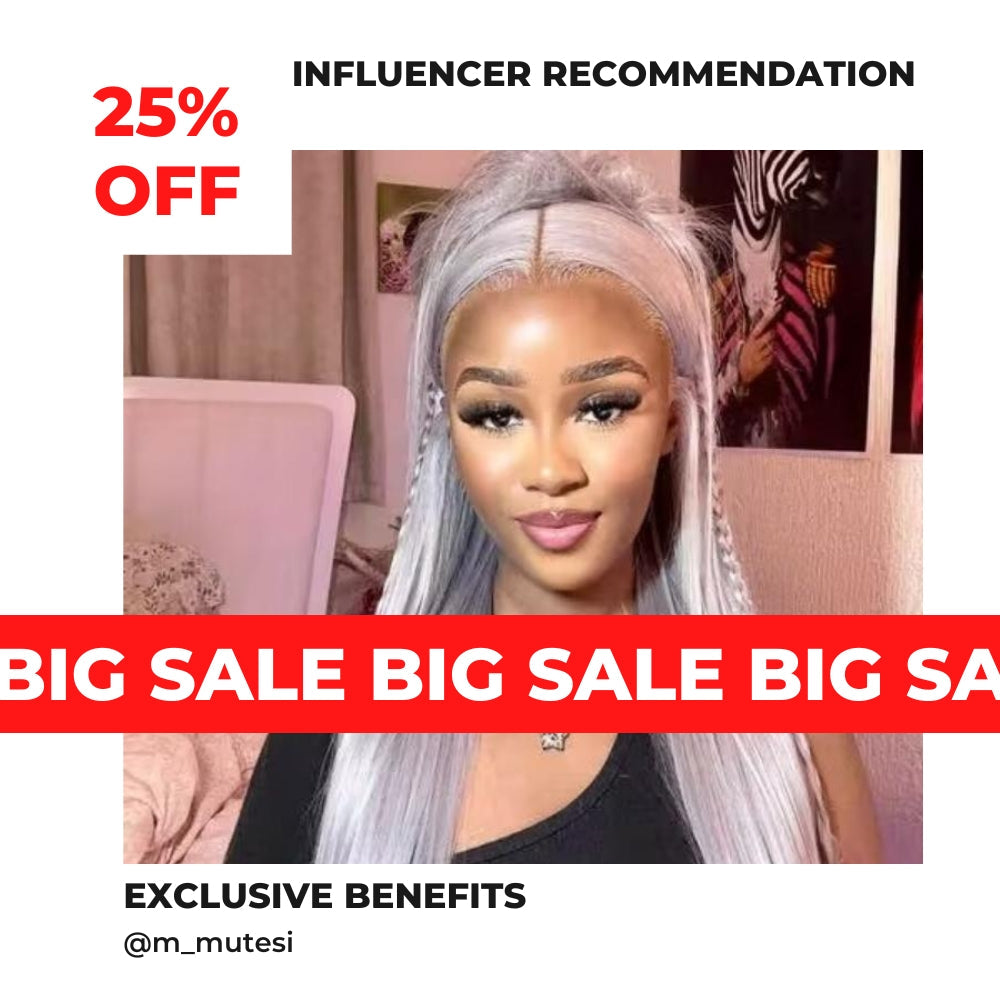 Silver Straight HD Transparent Lace Front Wig Gray Human Hair Wigs Pre Plucked With Baby Hair