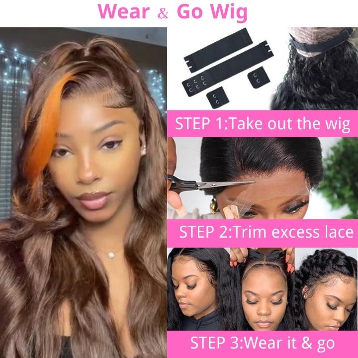 Money Piece Ginger Body Wave HD Transparent Lace Front Wigs Glueless Skunk Stripe Orange Human Hair Wigs-GeetaHair
