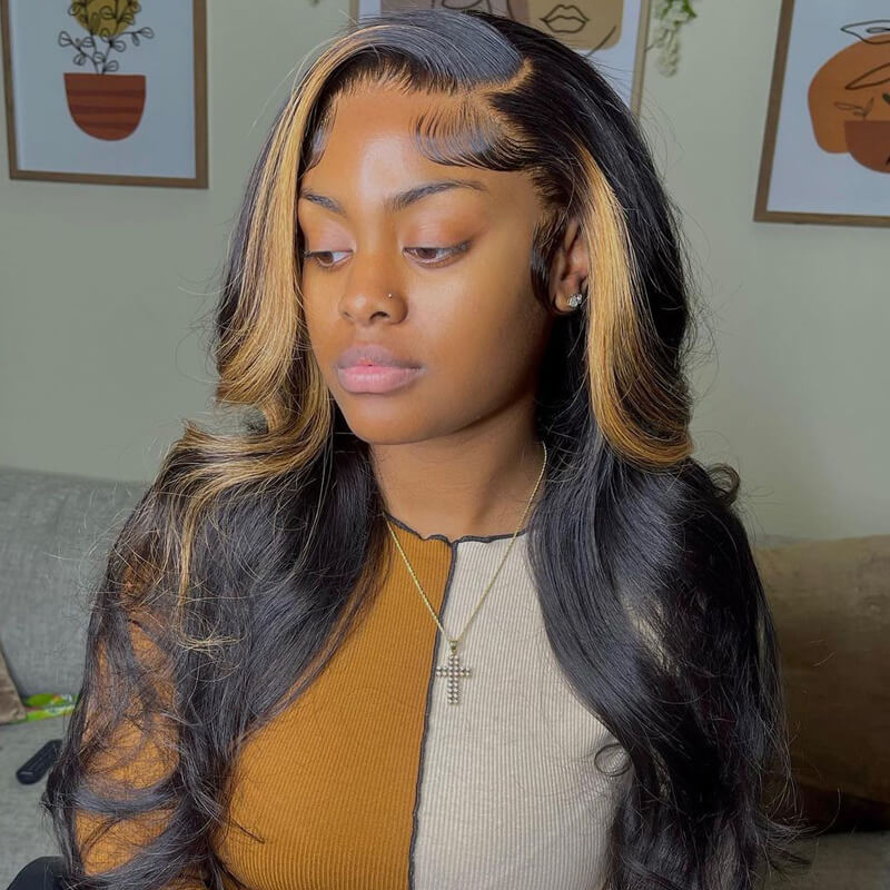 Skunk Striped Wig Natural Body Wave Hairstyle HD Lace Wig Pre drawn Natural Hairline Real Human Hair Wig-geeta hair