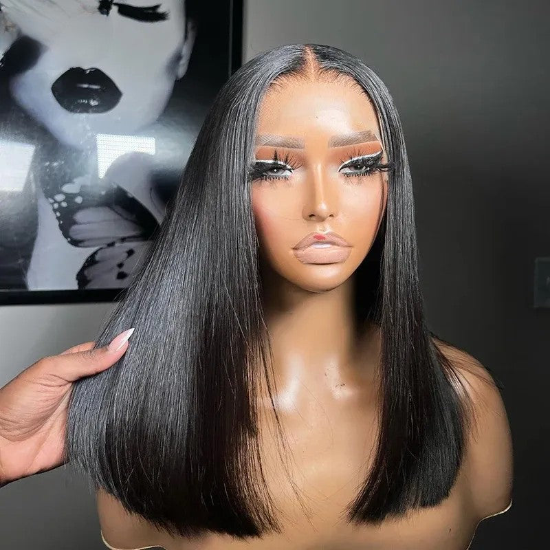 Straight Bob Wig Human Hair Highlight Balayage HD Lace Front Wigs Human Hair Pre Plucked