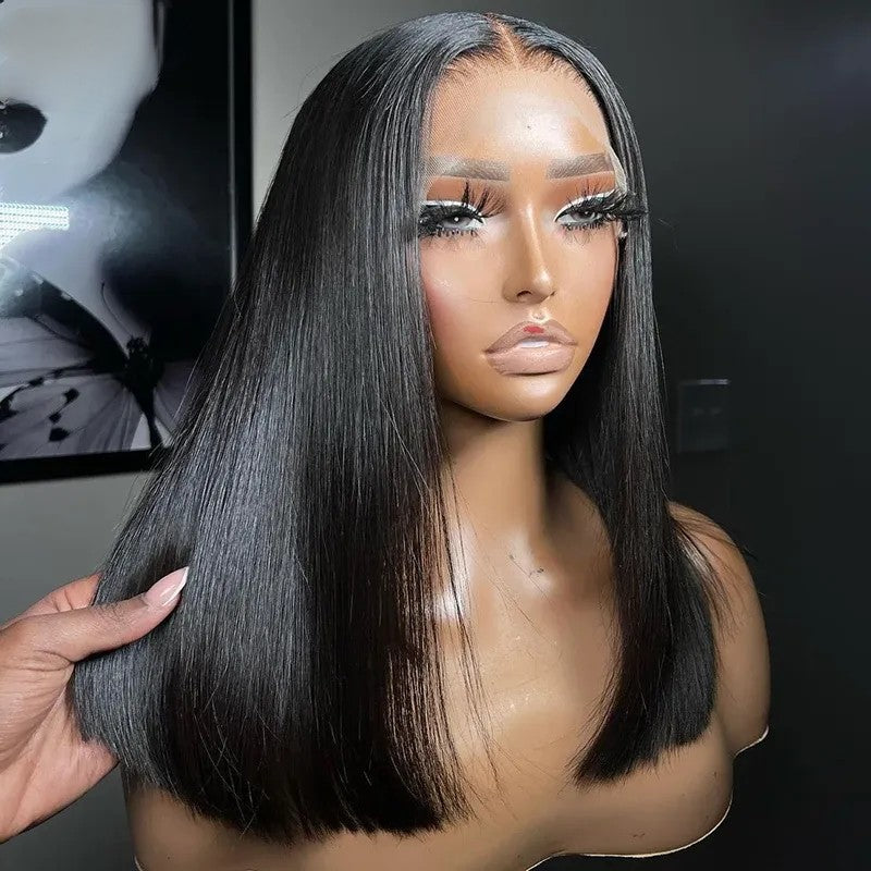 Straight Bob Wig Human Hair Highlight Balayage HD Lace Front Wigs Human Hair Pre Plucked
