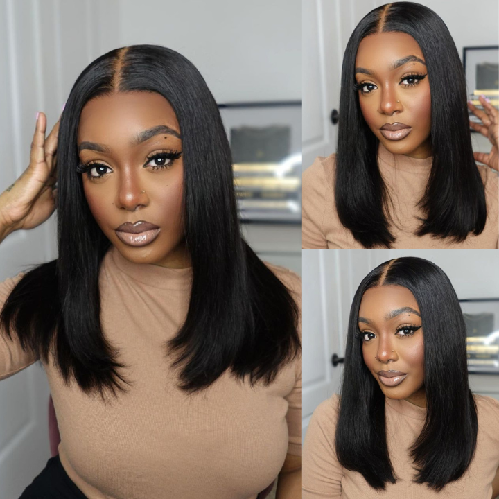 Straight Pre Plucked 4x4/13x4 HD Lace Shoulder Length Human Hair Bob Wigs-Geeta Hair