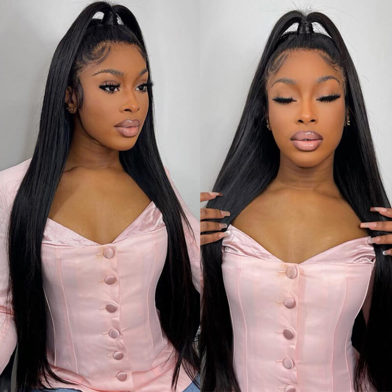 Straight Hair 360 Lace Frontal Wigs Pre Plucked With Baby Hair 100% Virgin Human Hair Wigs Near Me-GeetaHair