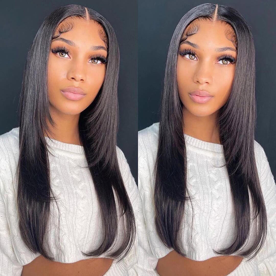 Natural Straight Hair Lace Frontal Wig 100% Virgin Human Hair Wigs  For Black Women-Geeta Hair