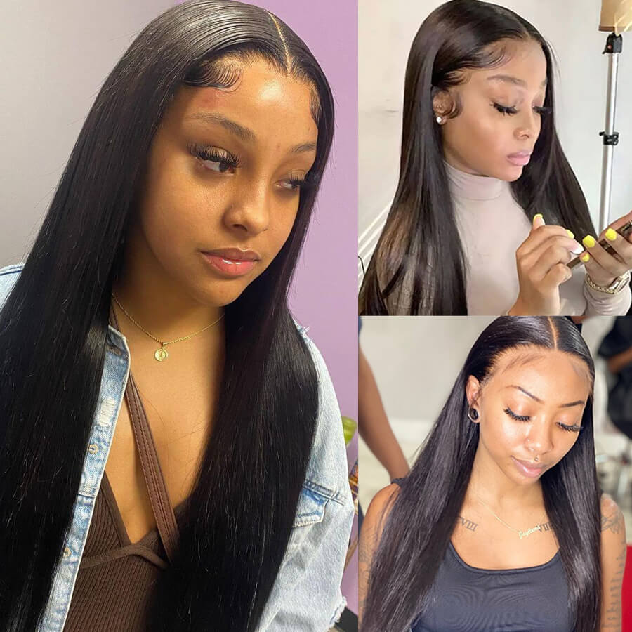 Natural Straight Hair Lace Frontal Wig 100% Virgin Human Hair Wigs  For Black Women-Geeta Hair