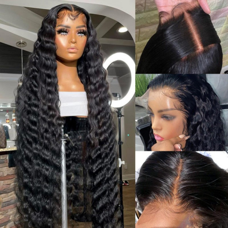 40 Inch Long Black Hair Loose Deep Wave HD Lace Front Wig Super Long Length Human Hair Wigs For Women