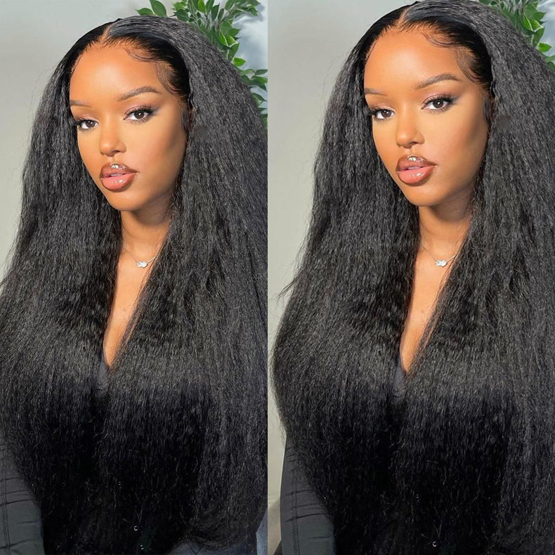 40 Inch Long Black Hair Kinky Straight HD Lace Front Wig Super Long Length Human Hair Wigs For Women