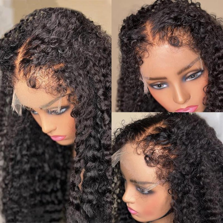 Type 4C Natural Edges Curly Free Parting 13x4 Invisible Lace Front Wig With Kinky Baby Hairline-Geeta Hair