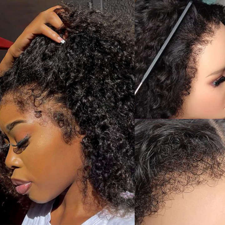 Type 4C Kinky Hairline Spanish Curly 13x4 Undetectable Lace Human Hair Wigs With Baby Hair Realistic Hairline-Geeta Hair