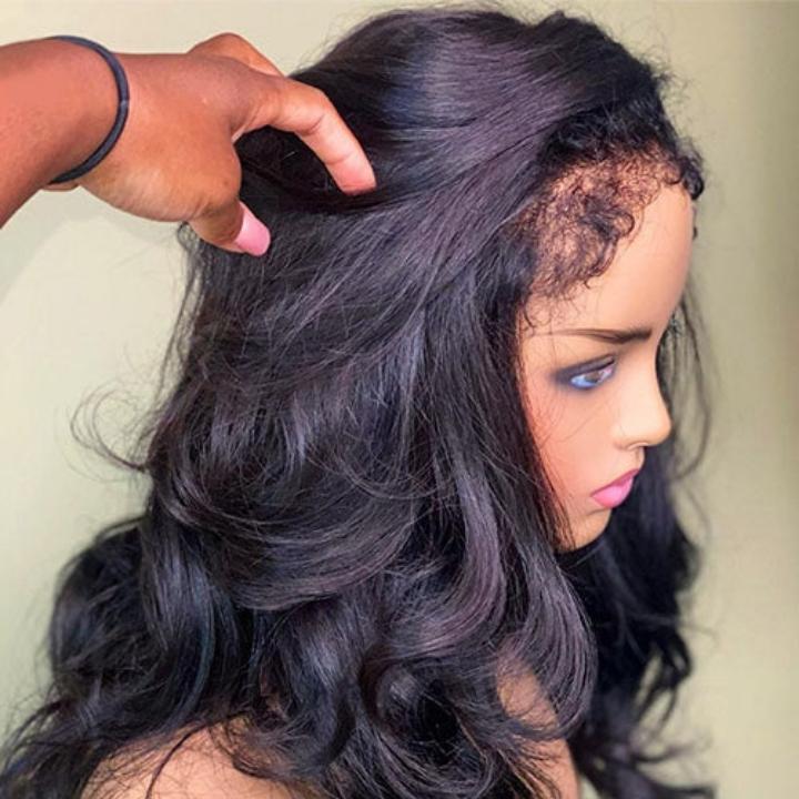 Type 4C Kinky Hairline Body Wave 13x4 Undetectable Lace Human Hair Wigs With Kinky Baby Hairline-Geeta Hair