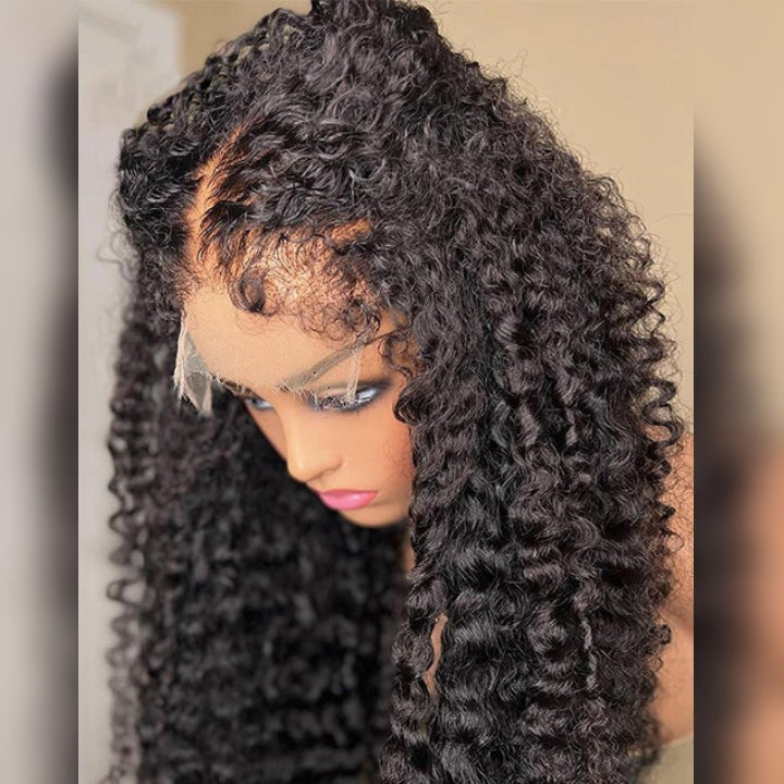 Type 4C Natural Edges Curly Free Parting 13x4 Invisible Lace Front Wig With Kinky Baby Hairline-Geeta Hair