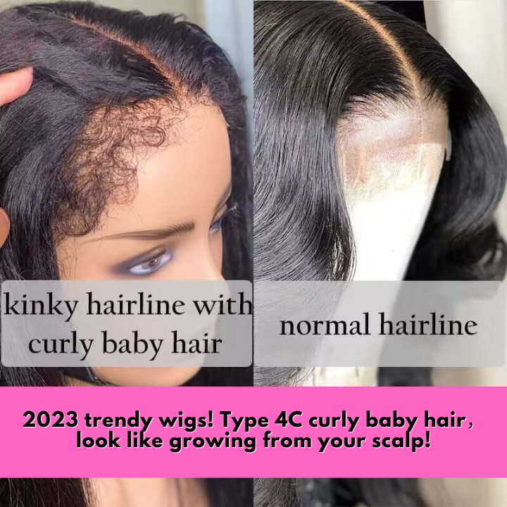 Type 4C Natural Edges Curly Free Parting 13x4 Invisible Lace Front Wig With Kinky Baby Hairline-Geeta Hair