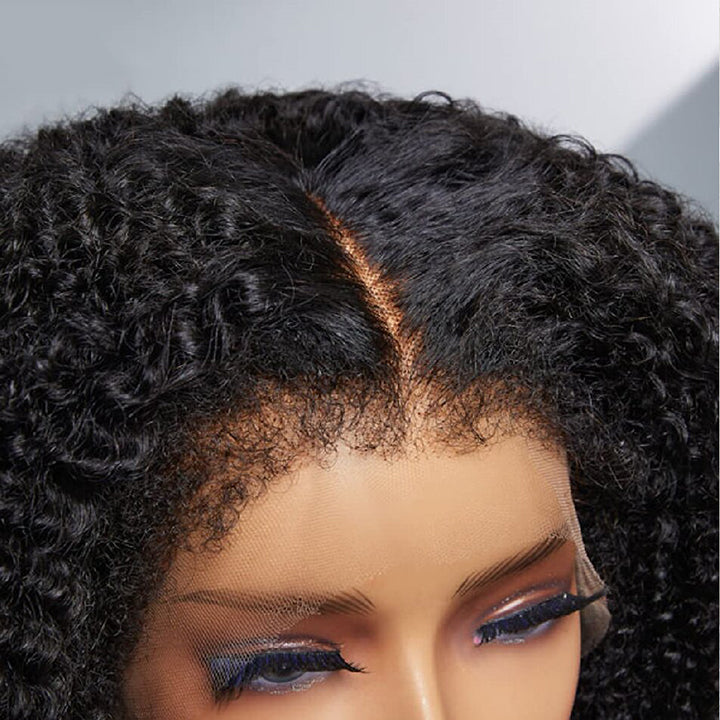 Type 4C Natural Edges Glueless Curly 13x4 Lace Human Hair Bob Wigs With Handmade Kinky Baby Hairline-Geeta Hair