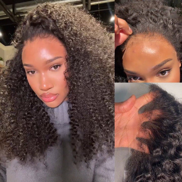 Afro Kinky Curly Type 4C Hairline Kinky Edge 13x4 HD Lace Front Wig 250% Density-Geeta Hair