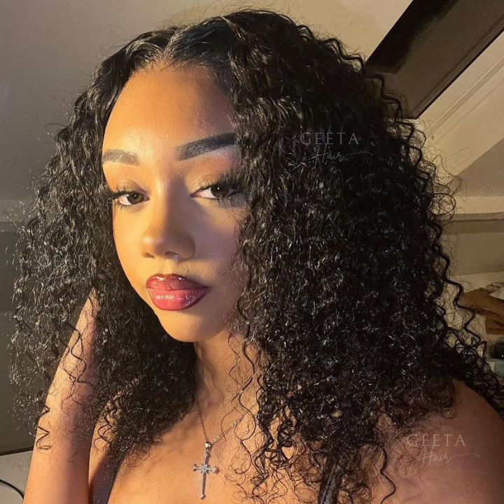Geetahair Upgrade HD Lace Kinky Curly Bob Wig Black Color Undetectable Clear Lace Human Hair Bob Wigs
