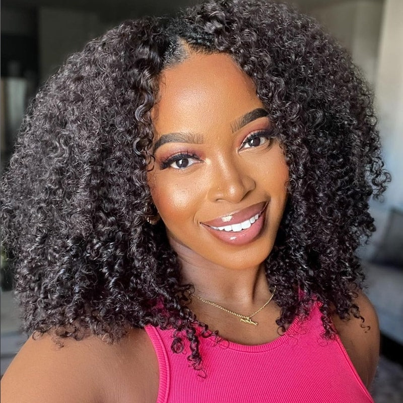 Bogo Sale: $179=V Part Curly 16" Wig + 10" Bob Straight Wig With Bangs