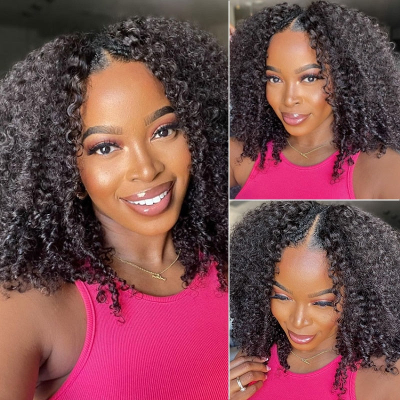 Bogo Sale: $179=V Part Curly 16" Wig + 10" Bob Straight Wig With Bangs