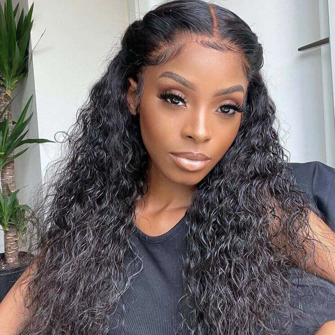 Water Wave 13x6 HD Lace Frontal Wig Natural Pre Plucked Headline 100% Virgin Human Hair Wigs -Geeta Hair