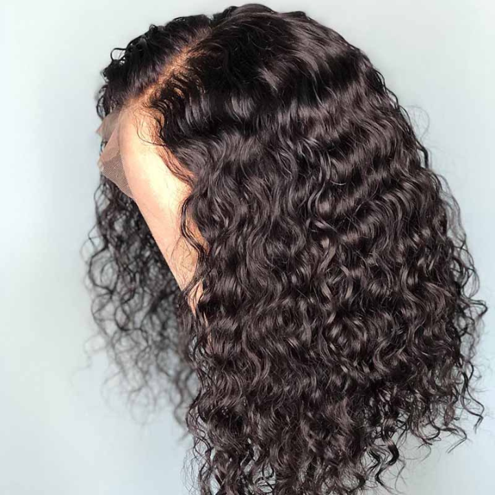 Buy 1 Get 1 Free: Water Wave 4X4 Lace Closure Human Hair Bob Wig- Flash Sale