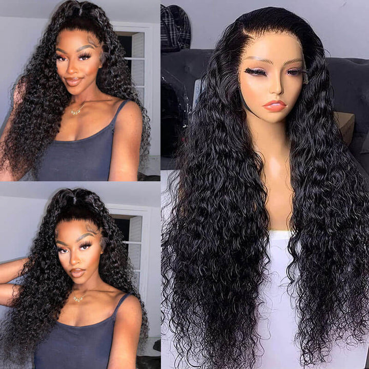 Water Wave 13x6 HD Lace Frontal Wig Natural Pre Plucked Headline 100% Virgin Human Hair Wigs -Geeta Hair