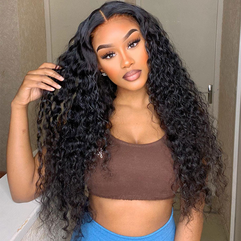 Water Wave Wig 13x4 HD Lace Front Wig Pre Plucked Headline 100% Real Human Hair Wig-Geetahair