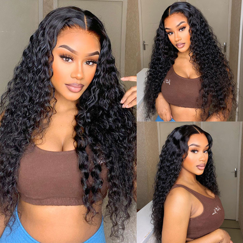 Water Wave Wig 13x4 HD Lace Front Wig Pre Plucked Headline 100% Real Human Hair Wig-Geetahair
