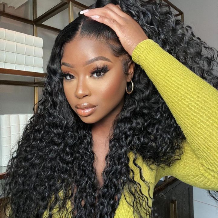Glueless 13x4/6x4.5 Water Wave Pre Cut HD Transaparent Lace Human Hair Wigs With Breathable Cap Air Wig-Geeta Hair
