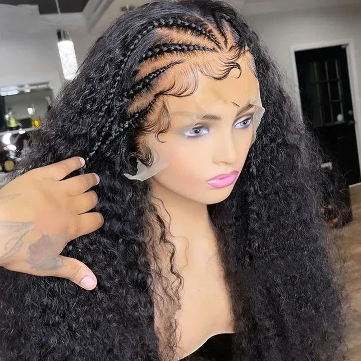 24 Hours Shipping Ready And Go Glueless Pre Braided Wig Burmese Curl 7x5 Pre Cut Lace Human Hair Wigs Braided Lace Front Wigs
