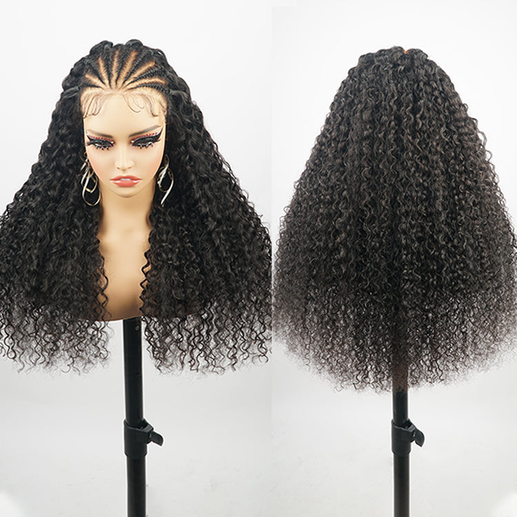 24 Hours Shipping Ready And Go Glueless Pre Braided Wig Burmese Curl 7x5 Pre Cut Lace Human Hair Wigs Braided Lace Front Wigs
