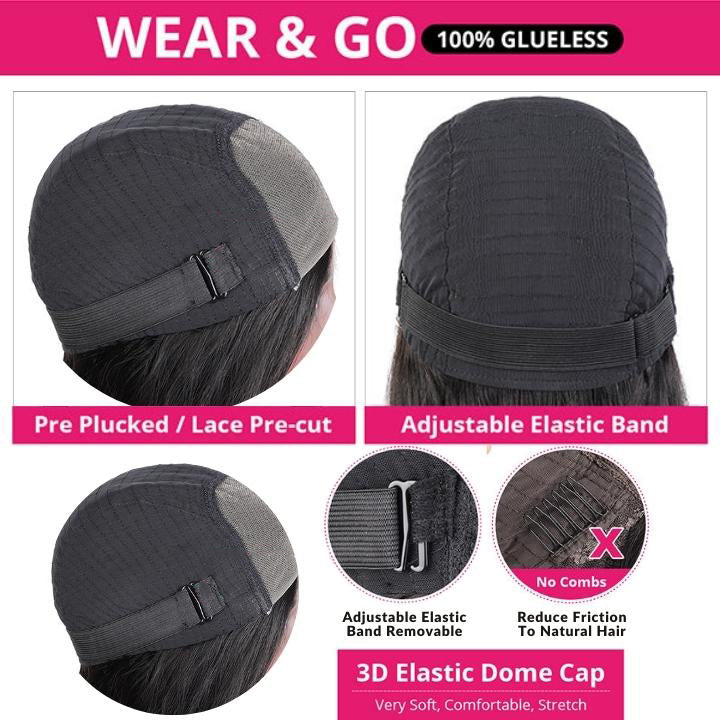 Wear&Go Reddish Brown Glueless Kinky Curly 5x5 HD Lace Wig Easy to Wear Pre Cut Lace Human Hair Wigs-Geeta Hair