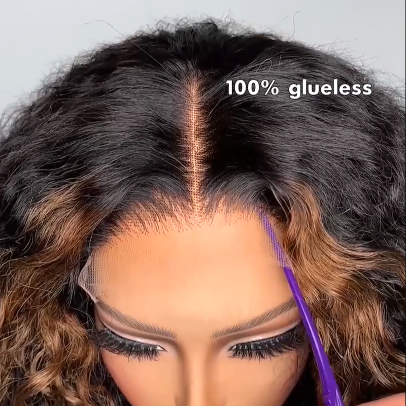 Wear and Go Glueless Wigs Highlight Ombre Short Bob Lace Front Wig Human Hair 180% Density
