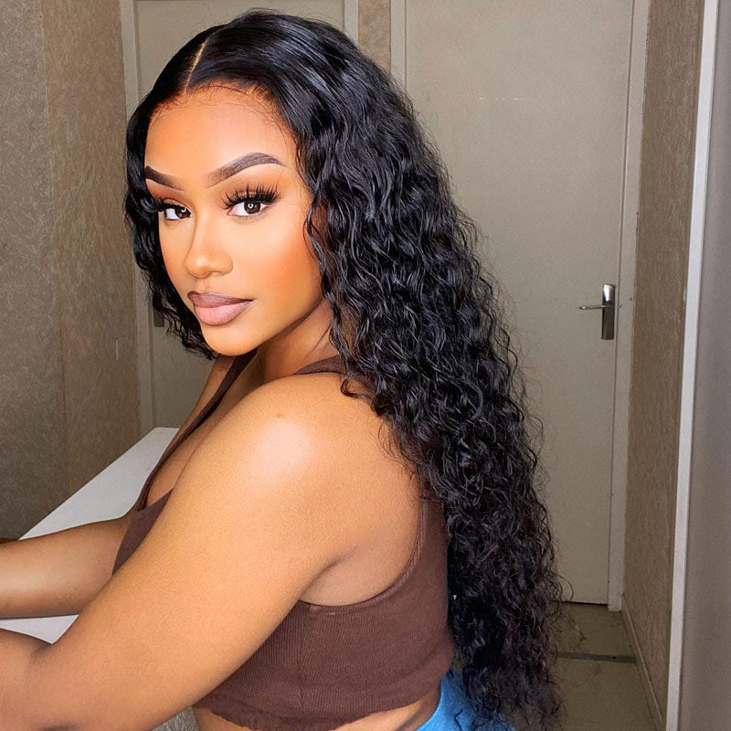 Water Wave Wig 13x4 HD Lace Front Wig Pre Plucked Headline 100% Real Human Hair Wig-Geetahair