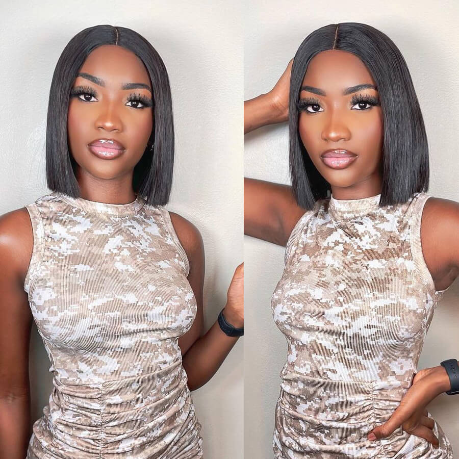 Tiktoker Same Wig Flash Sale: 4x4 Wear And Go & Glueless Straight Human Hair Bob Wig, 48hrs Only