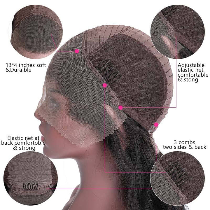 Glueless 13x4 HD Lace Frontal Wigs Kinky Straight Human Hair Wig with Baby Hair Pre Plucked Natural Hairline-Geeta hair