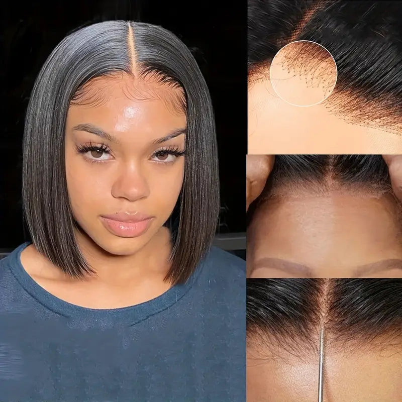 Short Straight Hair Bob Wig Pre Plucked 4x4 HD Lace Closure Human Hair Bob Wigs-Geeta Hair